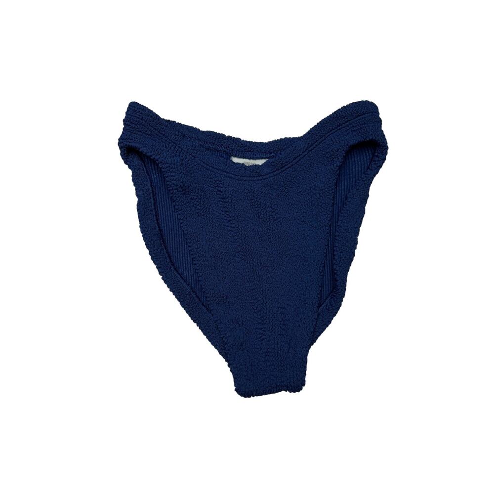 Hunza G Bikini Bottom One Size Blue High Waisted Textured Swim Beach Resort